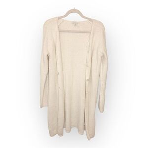 Coldwater Creek White Button Front Knit Long Line Cardigan Sweater Small